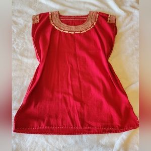Red embroidery shirt
